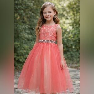 NWT lace coral girl formal dress size 4